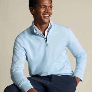 Charles Tyrwhitt Pure Merino Quarter Zip Sweater – Ice Blue